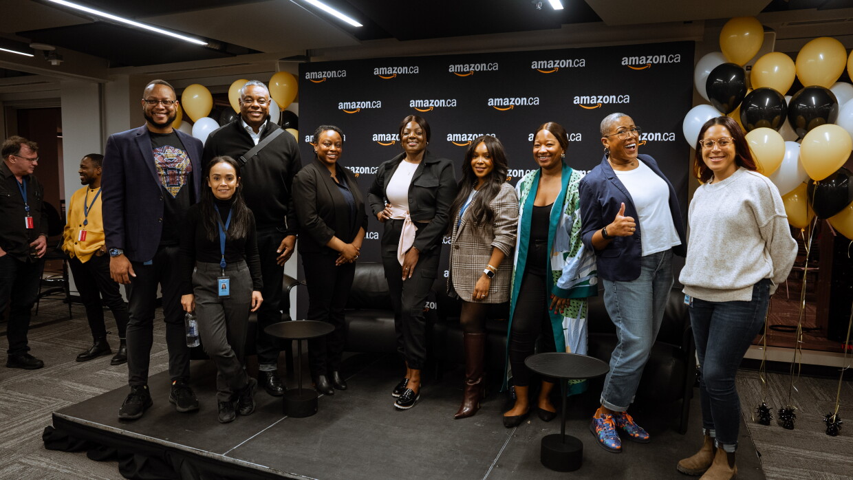 Representatives of Amazon Canada, TECHNATION, and panelists of the event