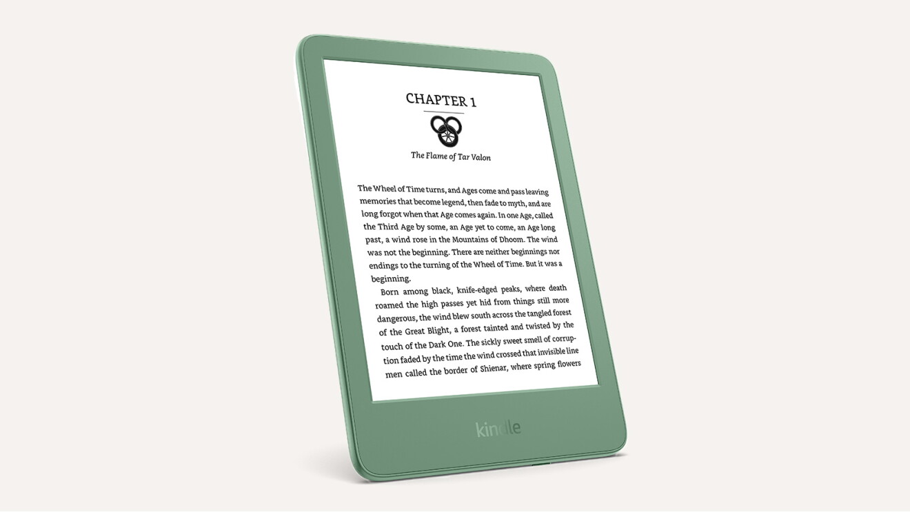 Amazon Kindle e-reader device in matcha color