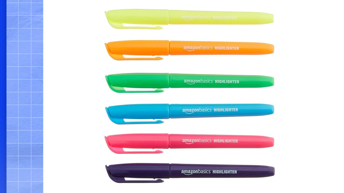 Image of multi-colored thin highlighters.