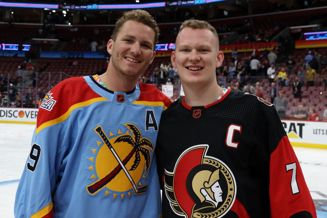 2023 NHL All-Star - Skills Competition Brothers Matthew and Brady Tkachuk 