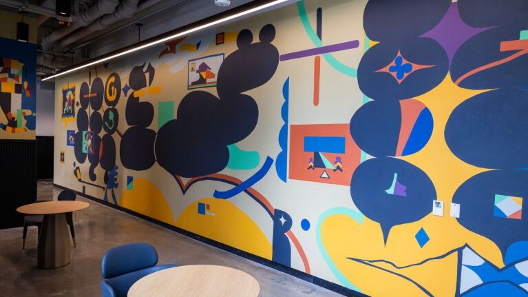 An image of an art installation at Amazon's second headquarters in Arlington, Virginia.