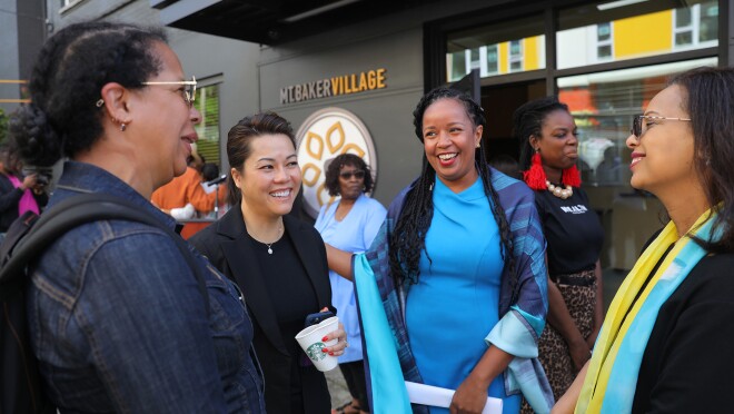 Leaders speak at Mount Baker Village, site of new affordable housing being built with support from Amazon's Housing Equity Fund