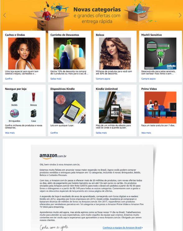 Foto do site da Amazon.com.br, à época da expansão do varejo