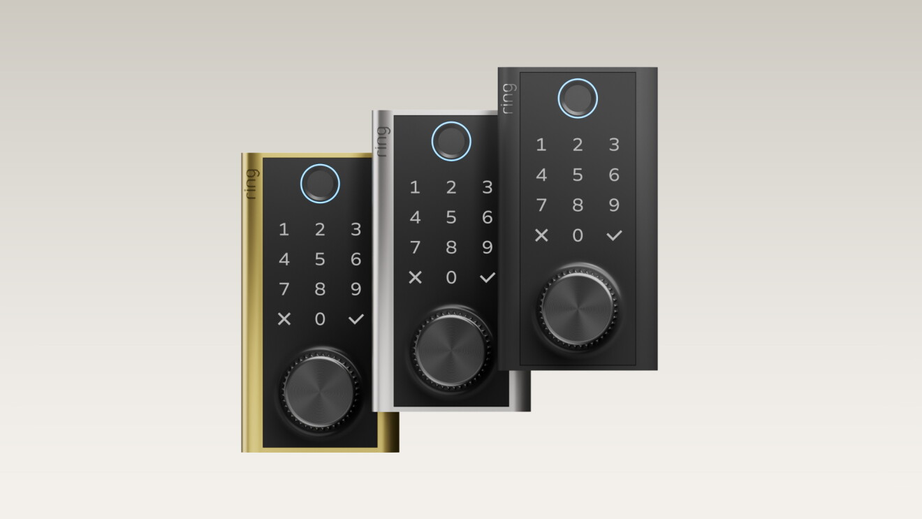 A photo of three Ring Smart Lock devices