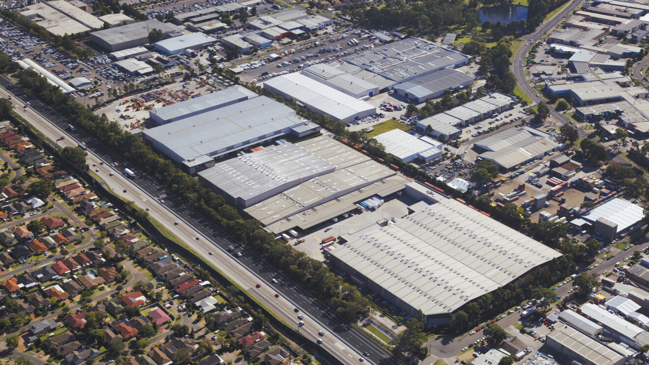 An aerial view of an Amazon fulfilment centre.