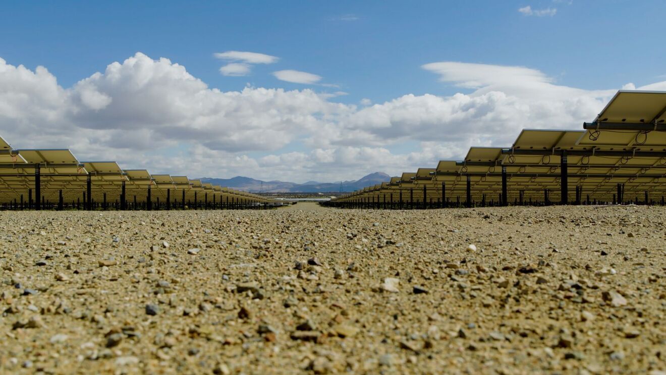 An image of Amazon's solar panels at the Baldy Mesa solar farm.