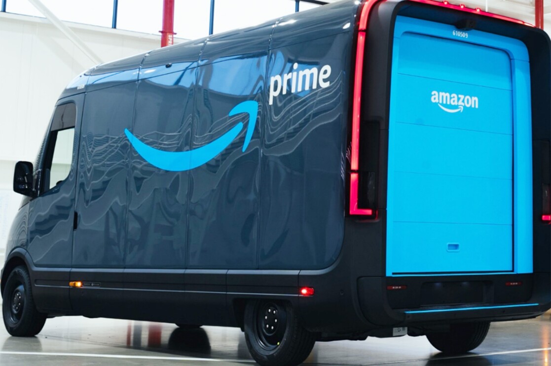 A photo of an Amazon delivery van from Rivian.