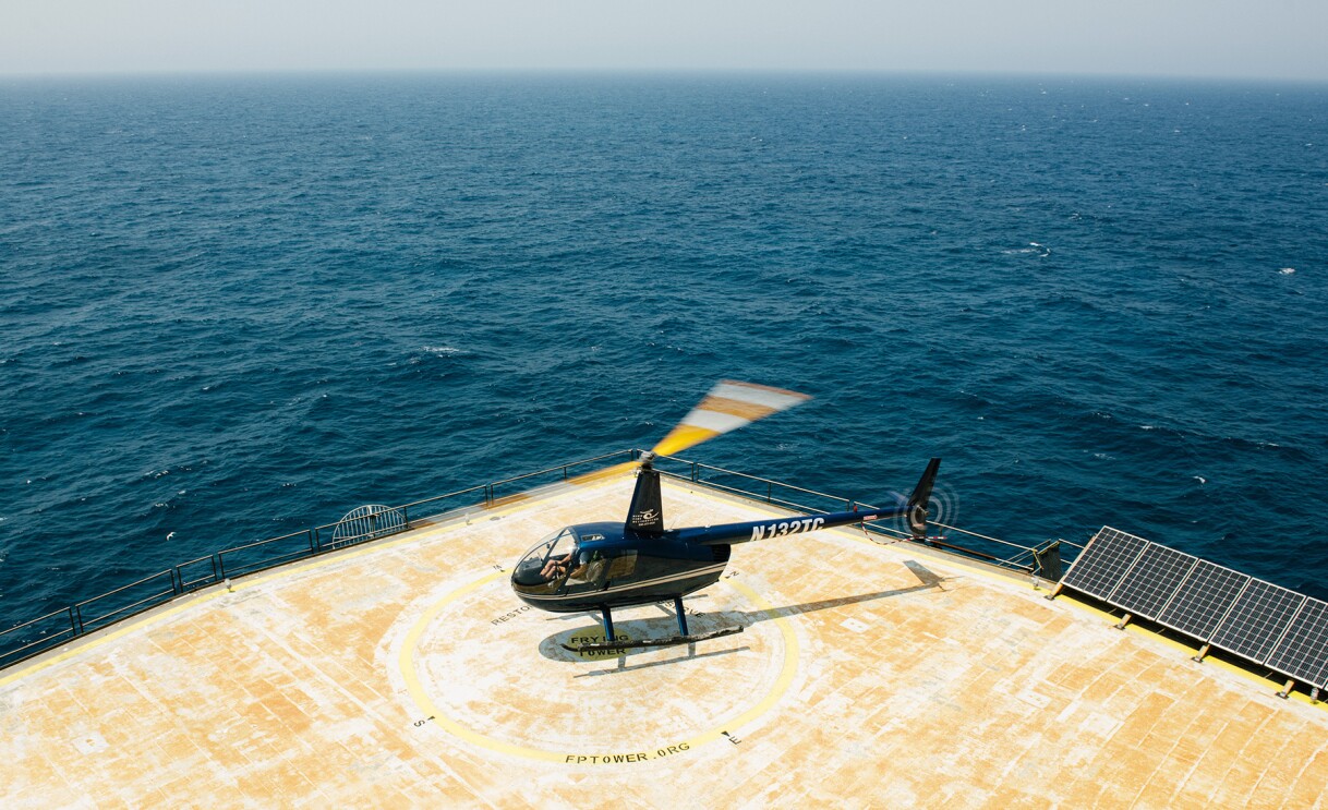 Images from the video of the process of delivering an Amazon package off the coast.