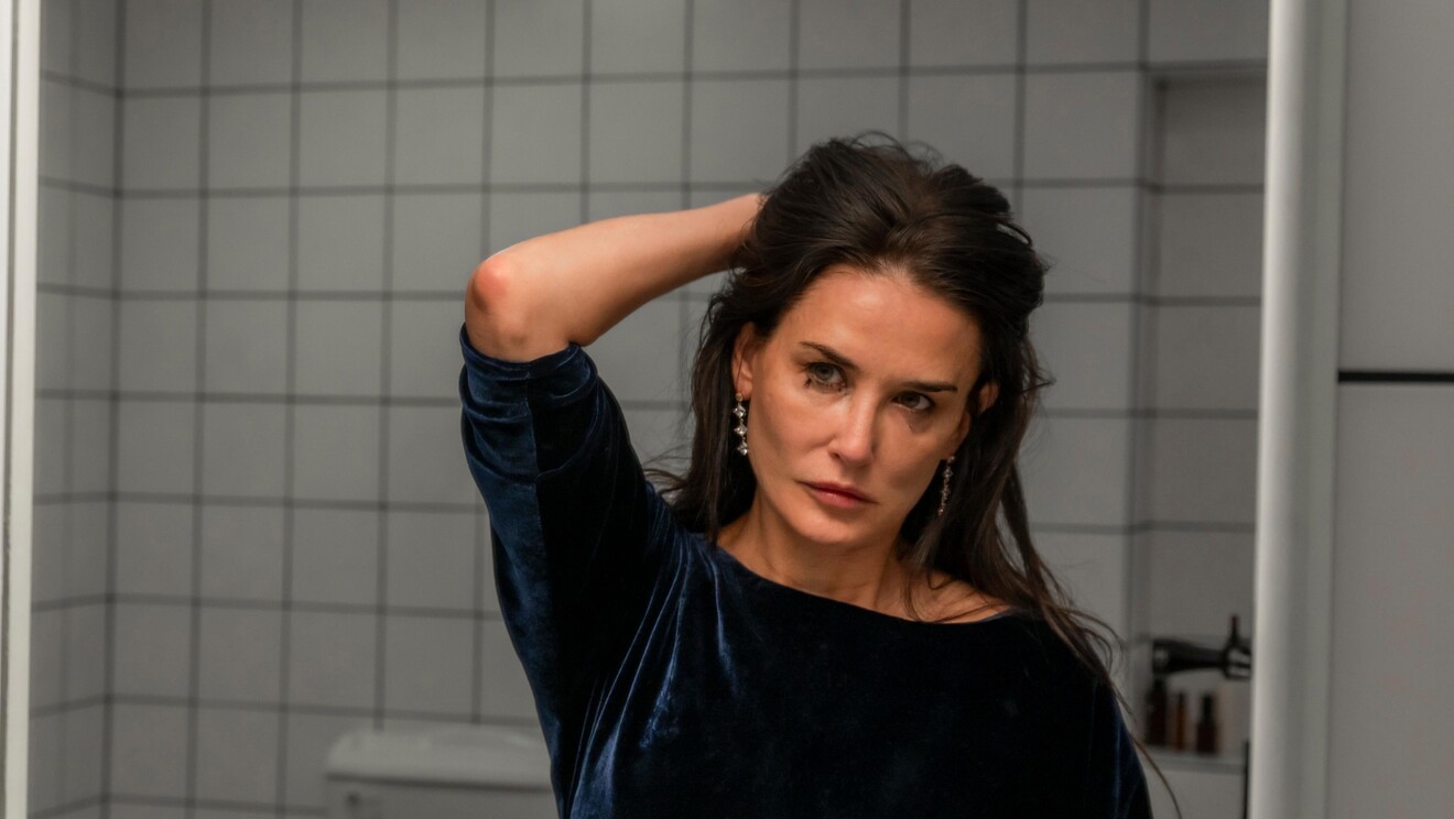 A still from The Substance, starring Demi Moore