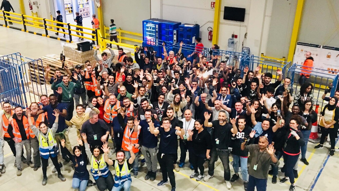 Amazon associates at the logistics center in Northern Italy get ready for Peak.