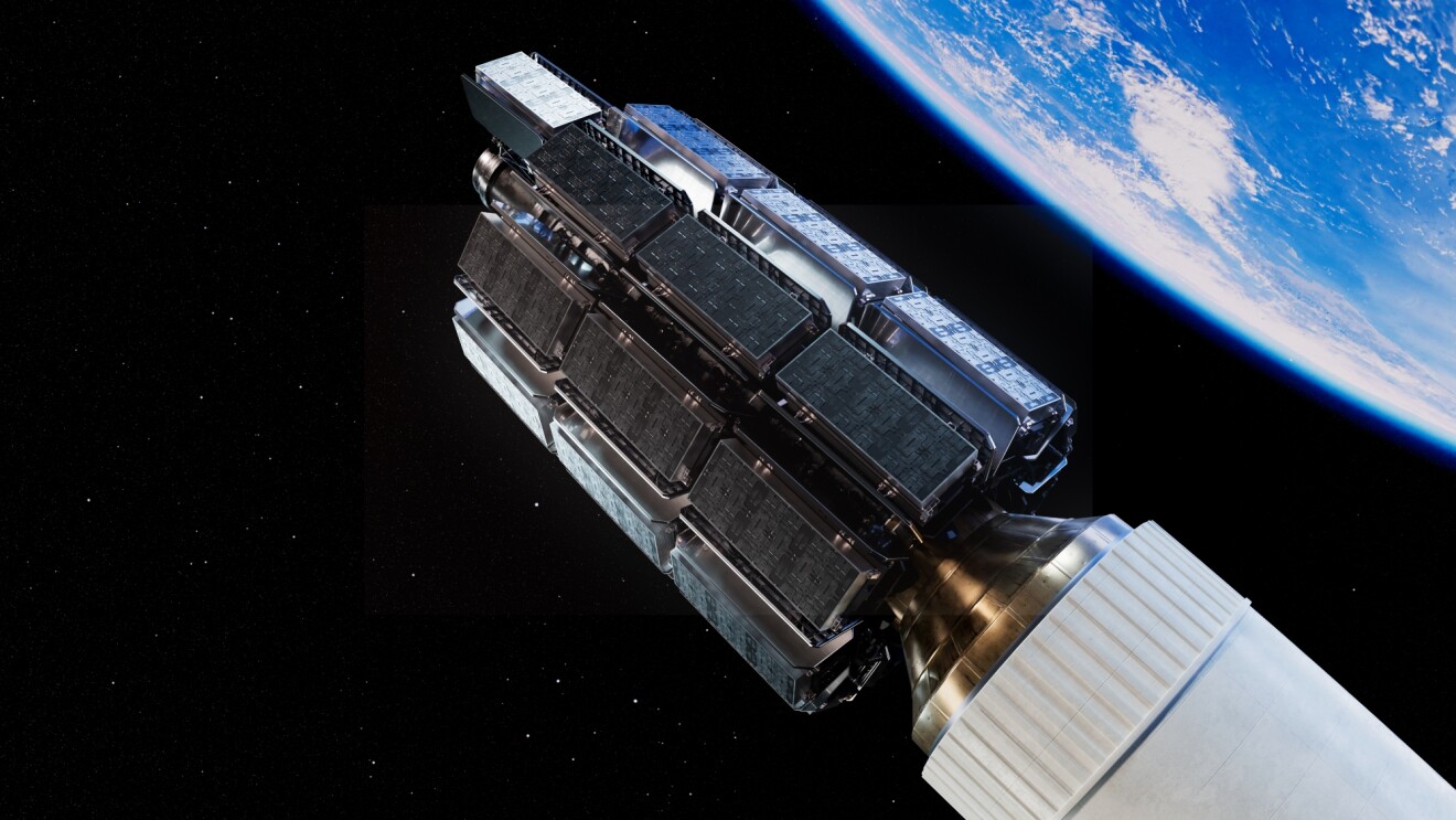 High-tech spacecraft above Earth's atmosphere