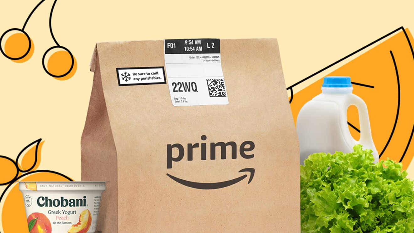 Prime brown paperbag that marks the launch of Amazon Fresh