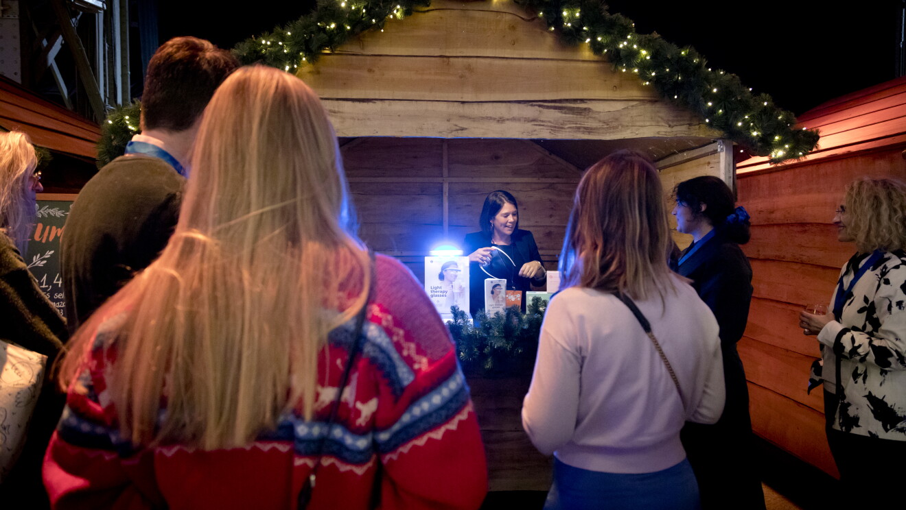 Attendees at Amazon's Christmas market