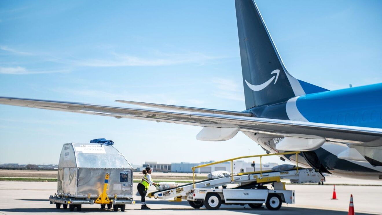 Amazon Prime Air cargo being loaded onto aircraft