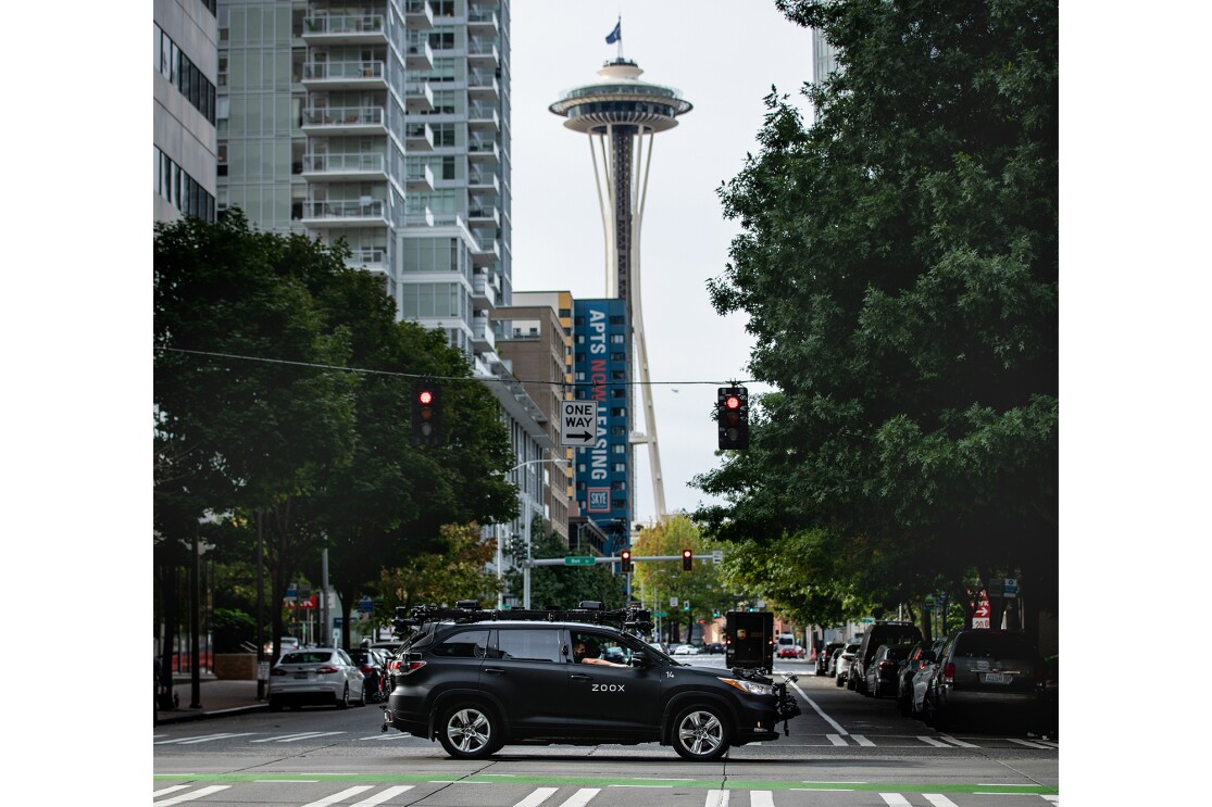 Zoox L3 autonomous vehicle driving in the Puget Sound region