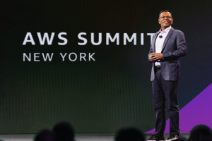 Swami Sivasubramanian on stage at AWS Summit New York