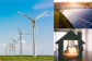 solar panels and wind turbines generating electricity