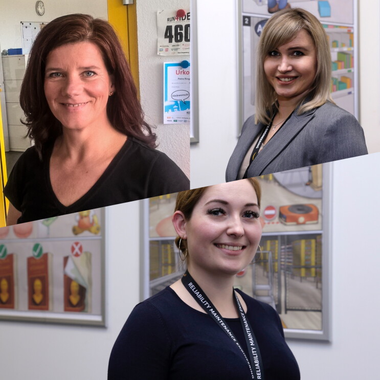 3 junge Frauen in einer Foto-Collage, jeweils im Profil