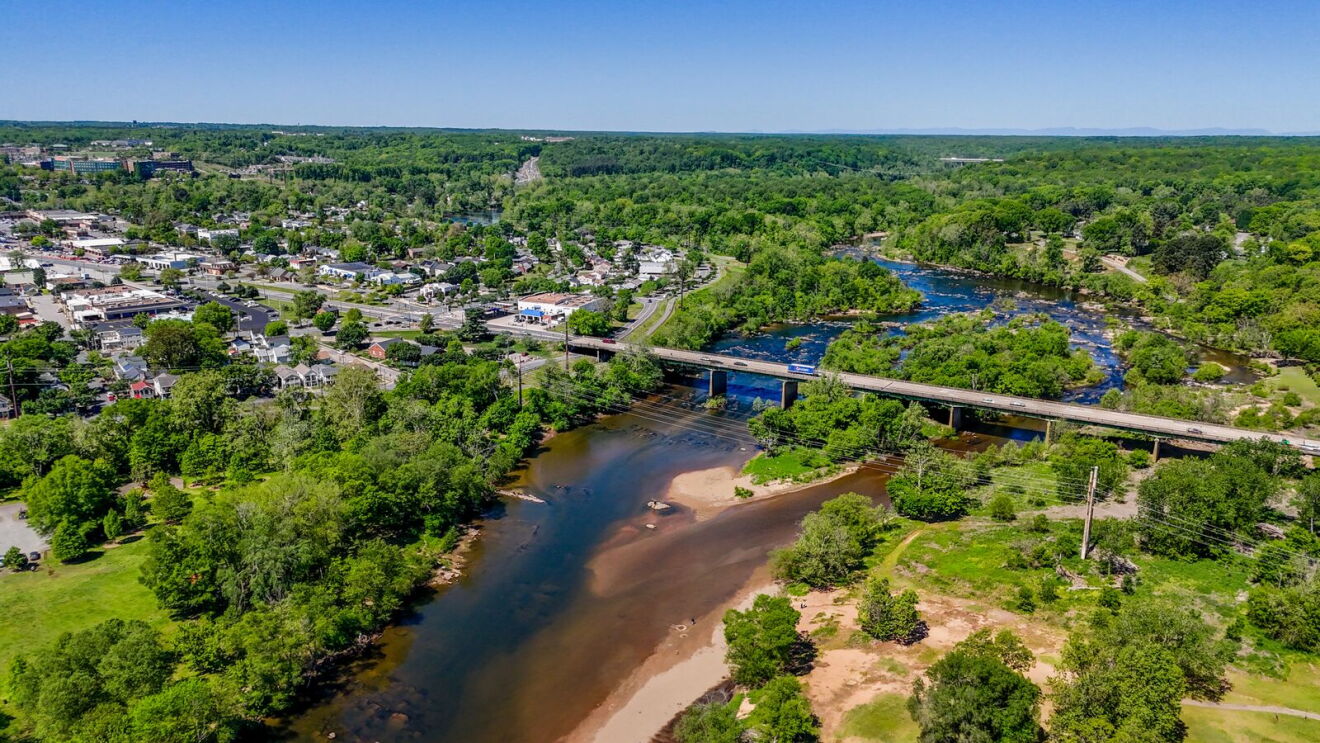 The Rappahannock River under a bridge in Virginia.