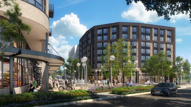 Rendering of a new affordable housing complex in the Puget Sound, funded with support from Amazon's Housing Equity Fund.