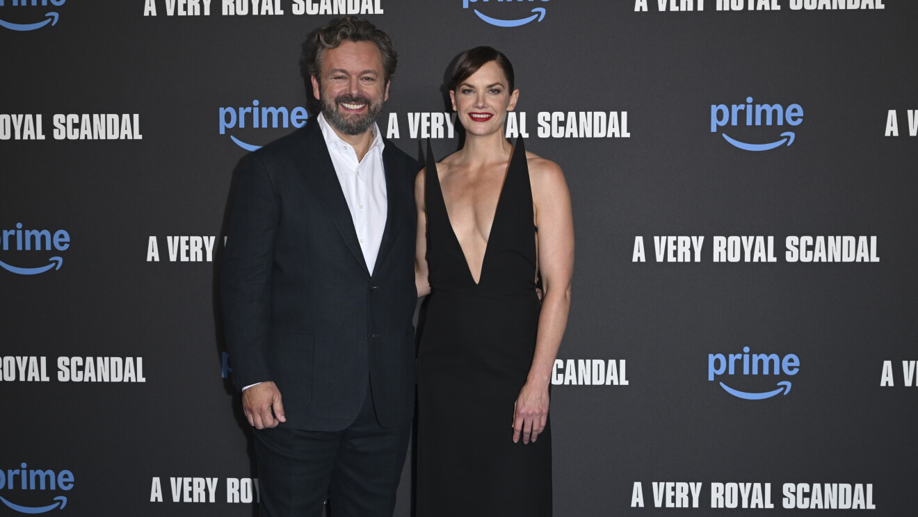 Michael Sheen and Ruth Wilson take a picture at the A Very Royal Scandal, UK special Screening