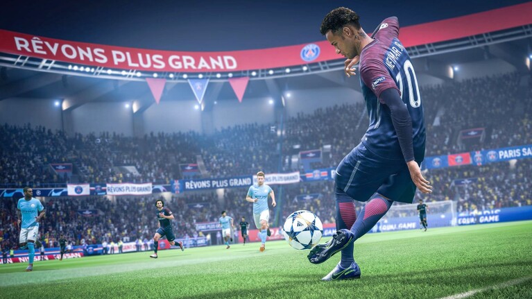 A scene from the video game FIFA