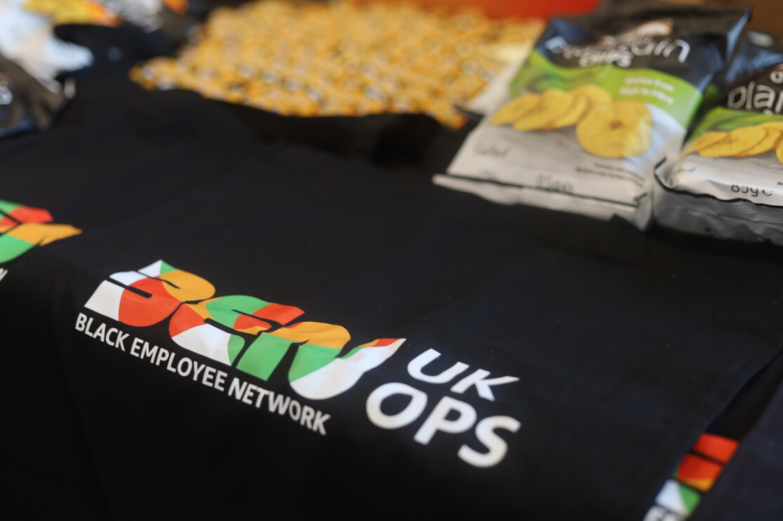 A selection of t-shirts with the Amazon Black Employee Network branding