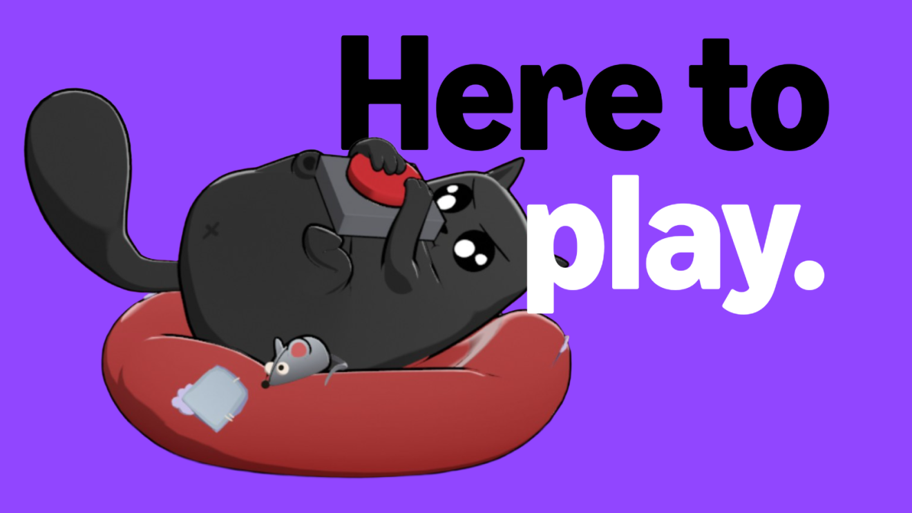 Cat from Exploding Kittens 2 against a purple background with Amazon Luna background.
