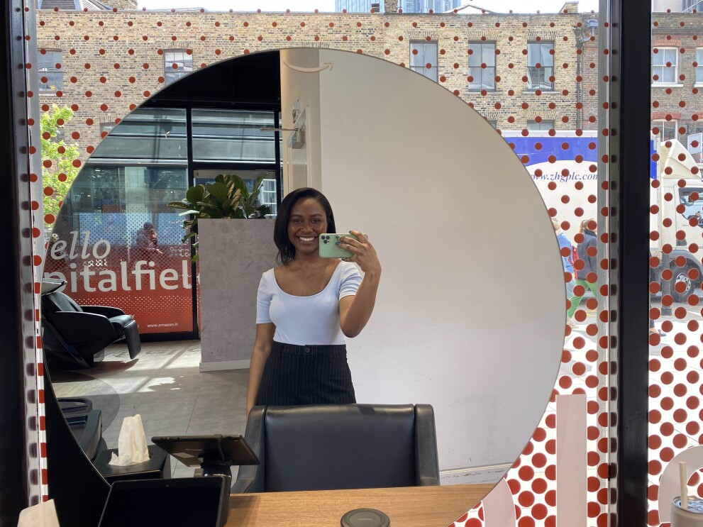 Taking selfies in Amazon Salon