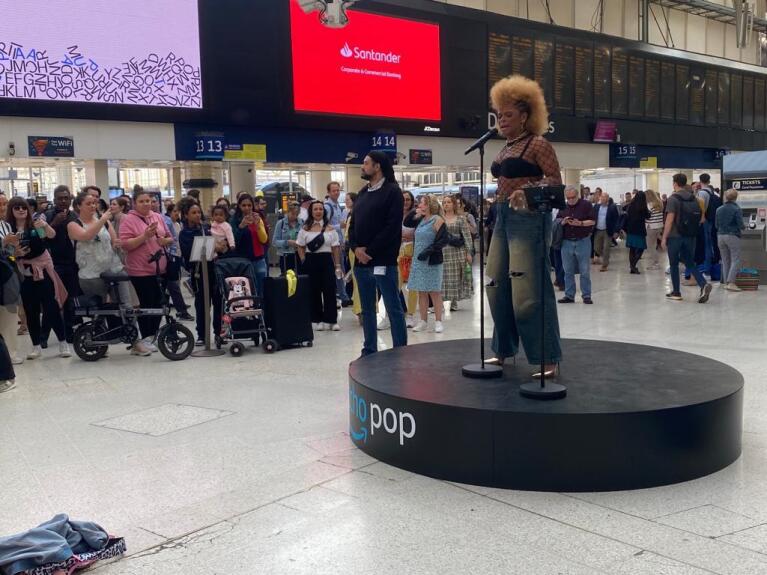 Fleur East performs on stage