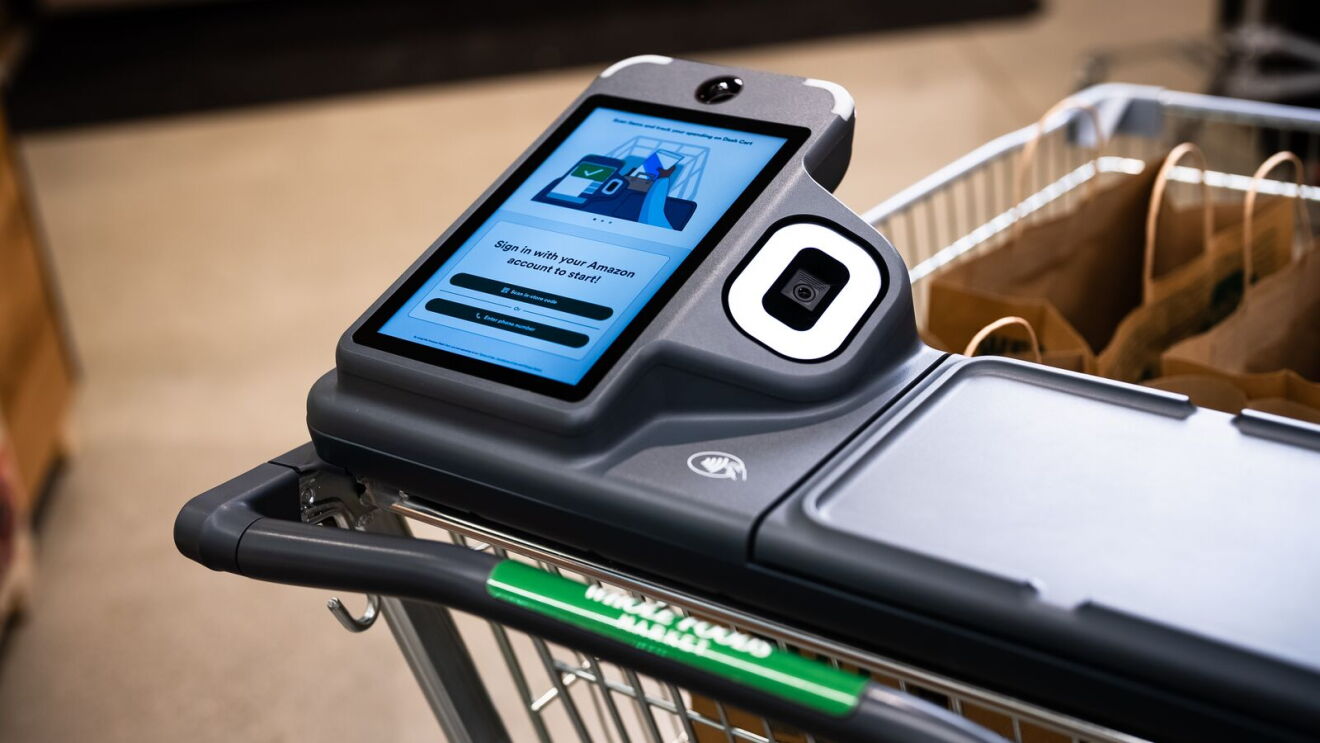 Amazon Dash cart with login screen displayed