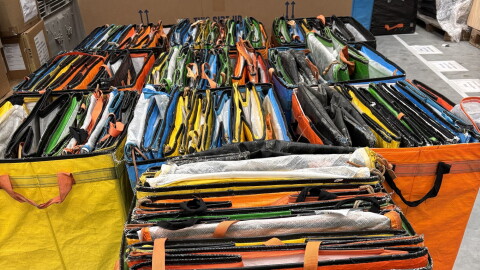 Image of Amazon delivery sortation bags folded and packed tightly in one bag