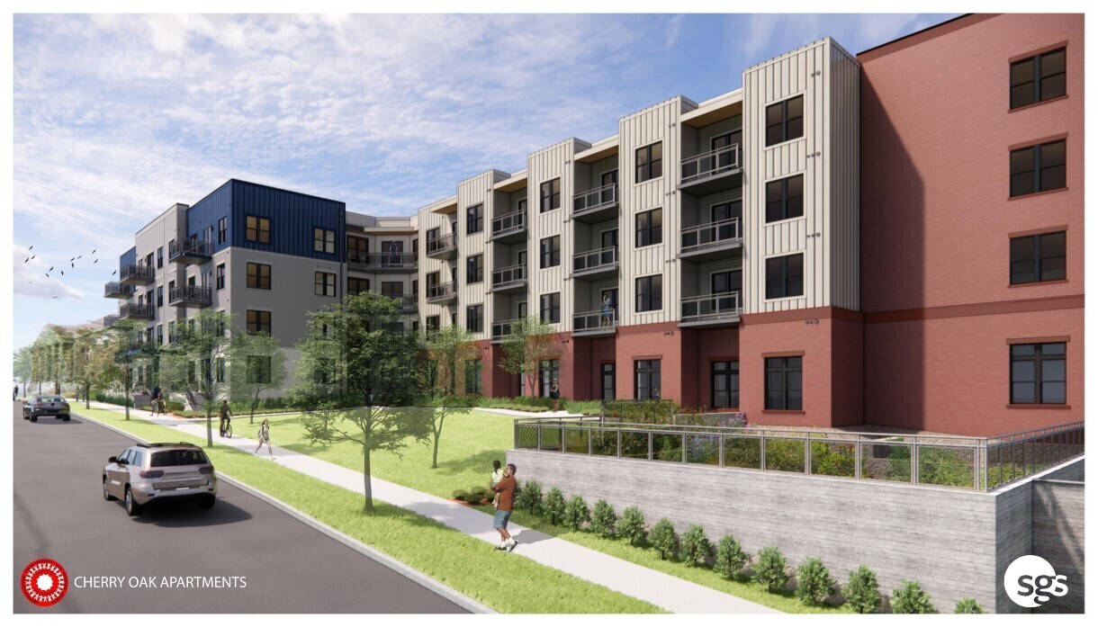 A rendering of the Cherry Oak apartments.