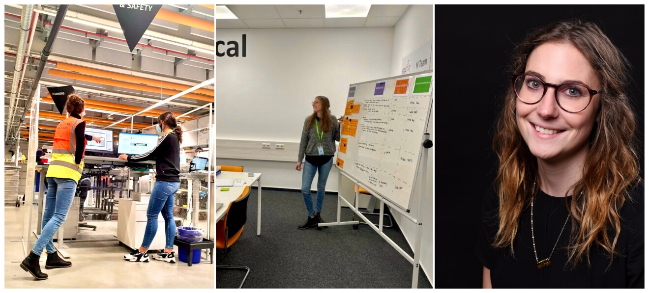 Collage mit Bildern von Olivia Ulrich bei der Arbeit