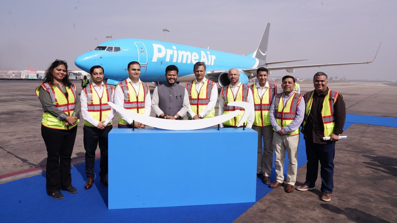 Amazon Leaders with Hon’ble Minister Shri Ram Mohan Naidu at the flag off ceremony of the inaugural Amazon Air flight from Delhi to Guwahati.