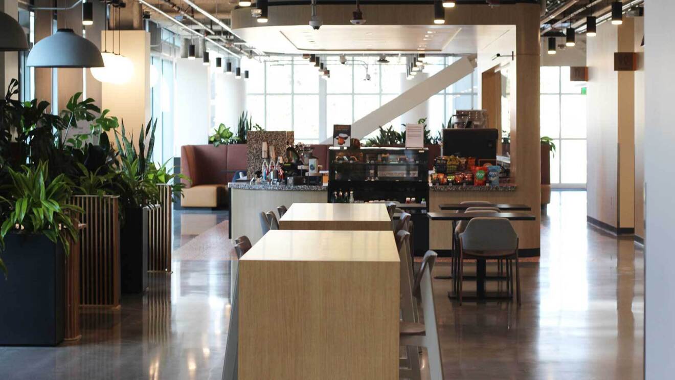 An image of a cafe inside the Amazon office at Culver City