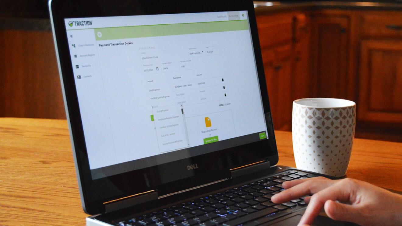 A photo of the cloud-based software tool called Traction on a laptop device.