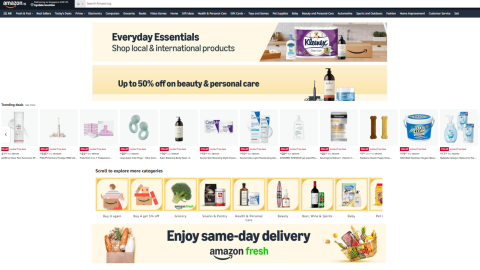 screenshot of Everyday essentials landing page