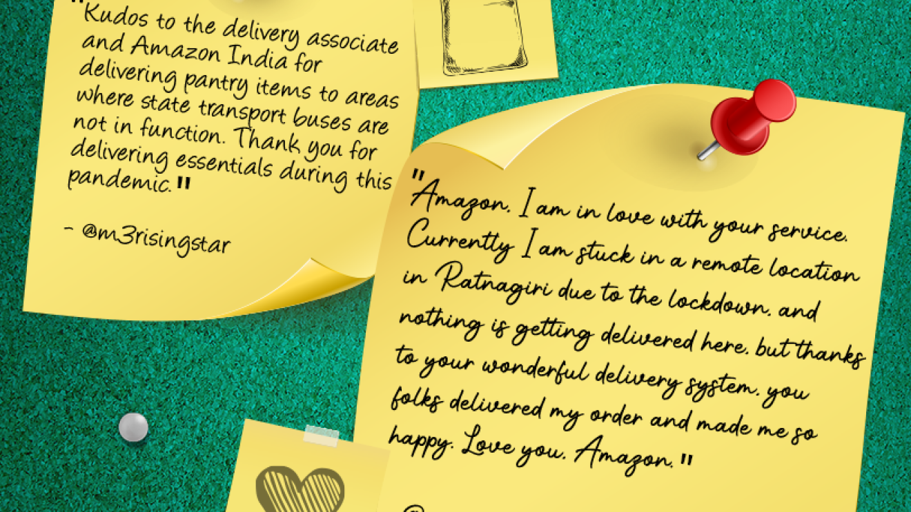 Messages thanking COVID Warriors at Amazon