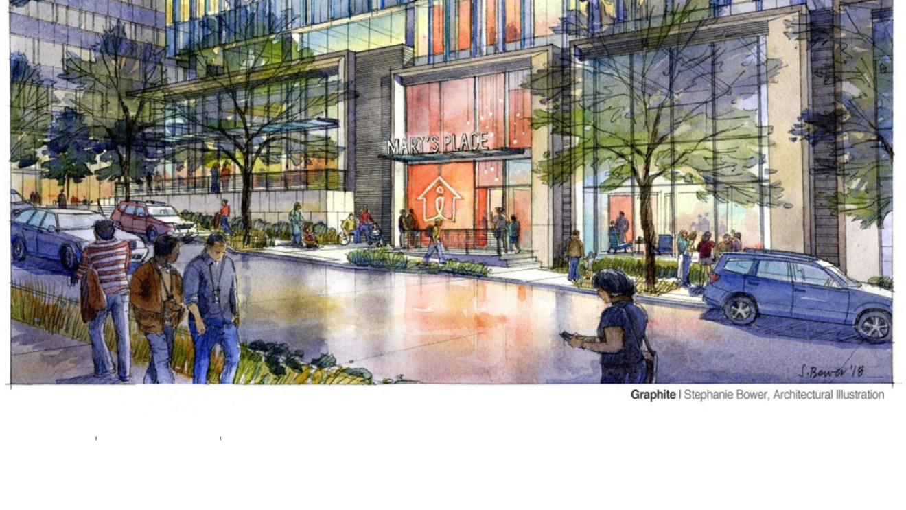 Mary's Place permanent shelter, exterior rendering