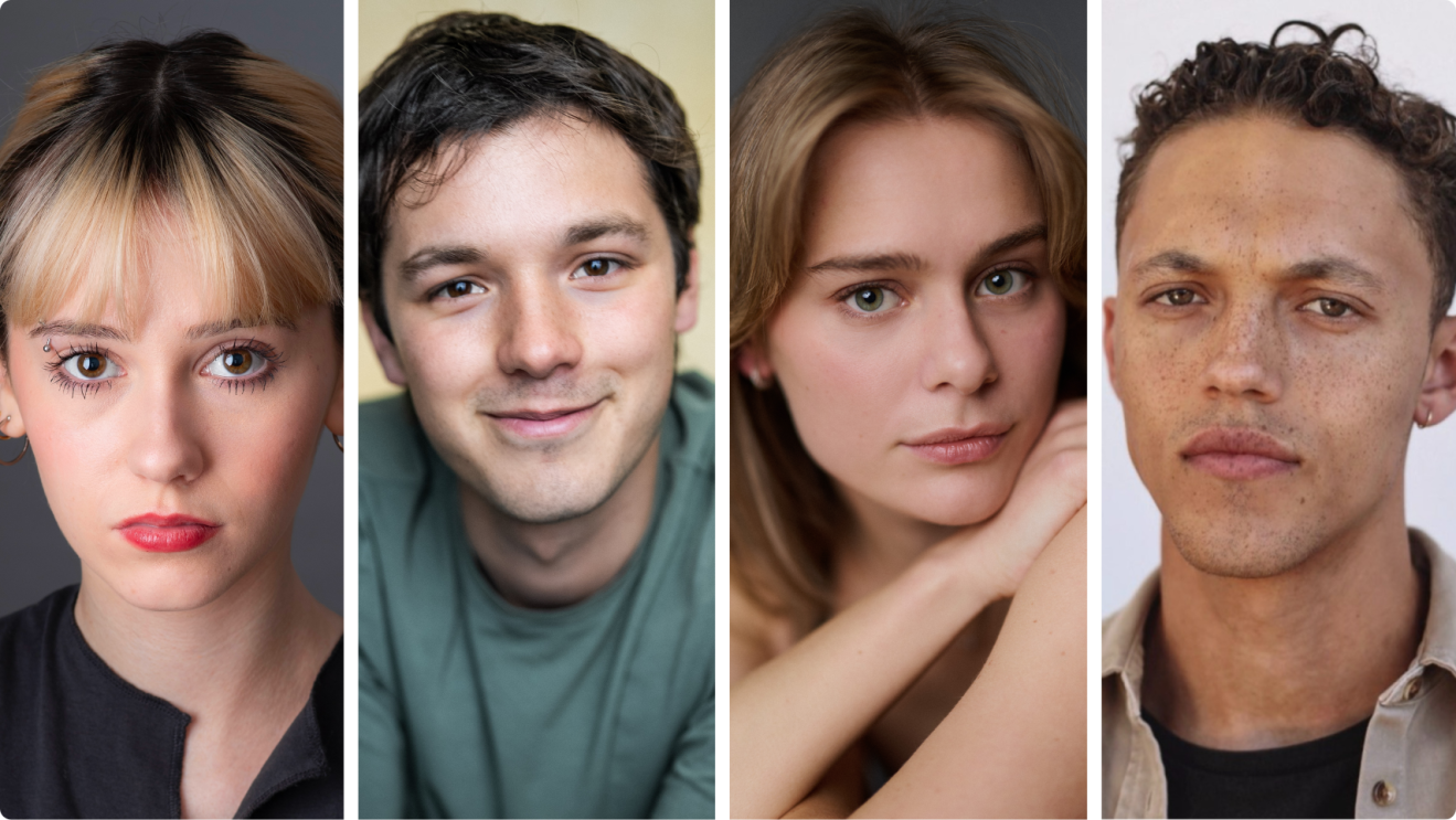 Professional headshots of four actors starring in Your Fault: London