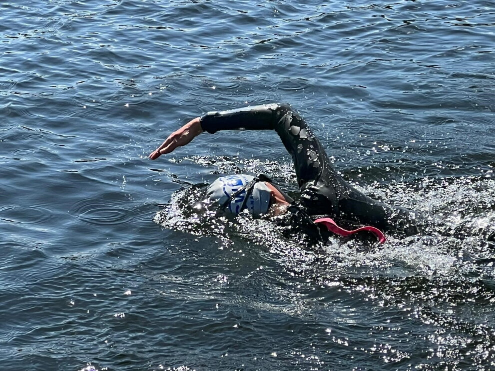 Swimming in the open waters.