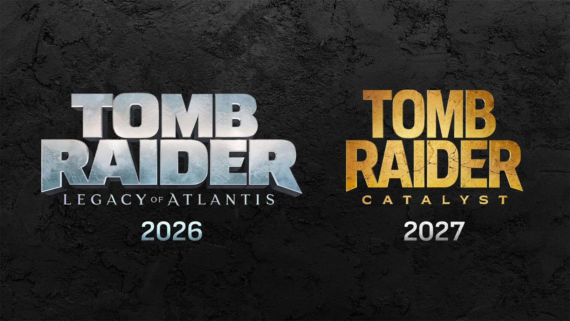 Tomb Raider game logos: Legacy of Atlantis 2026 and Catalyst 2027