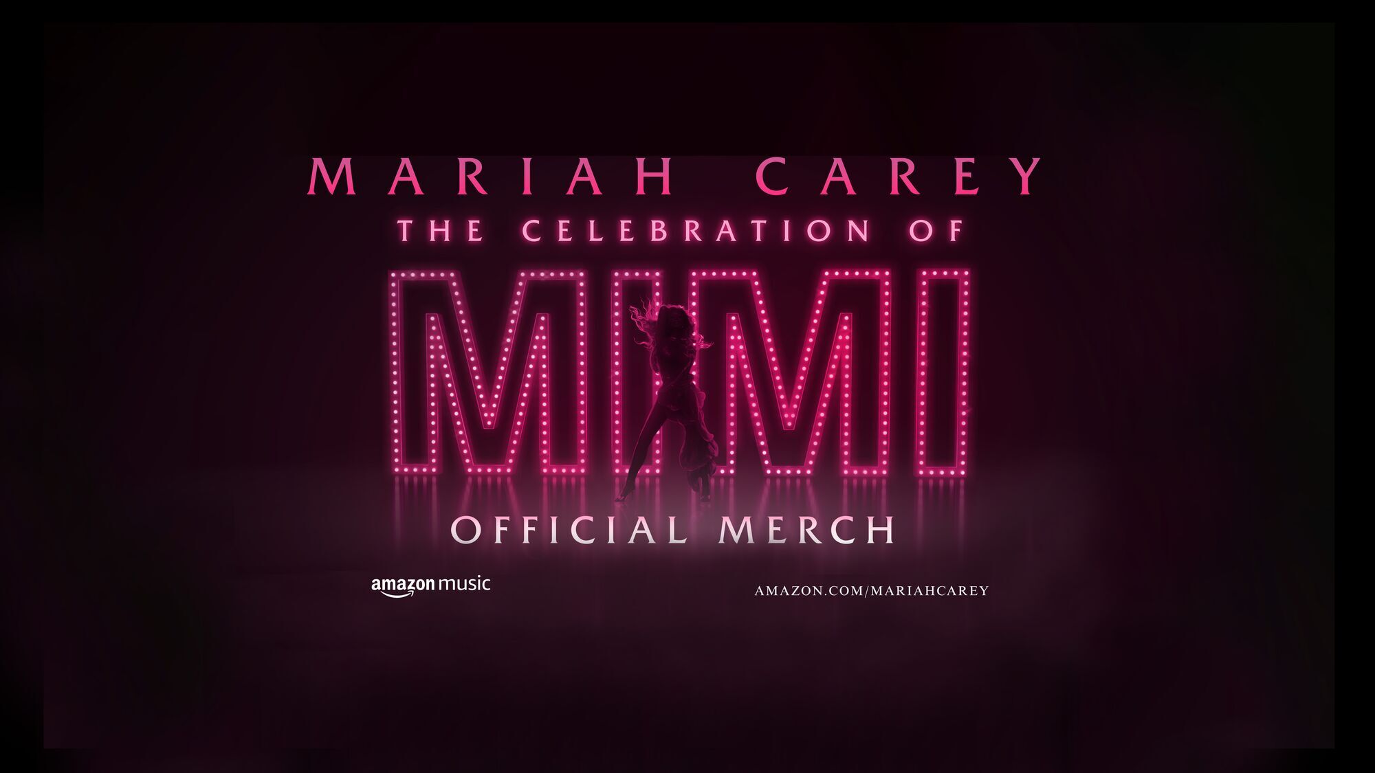 Mariah Carey The Celebration of MIMI official merch logo on a black background. 