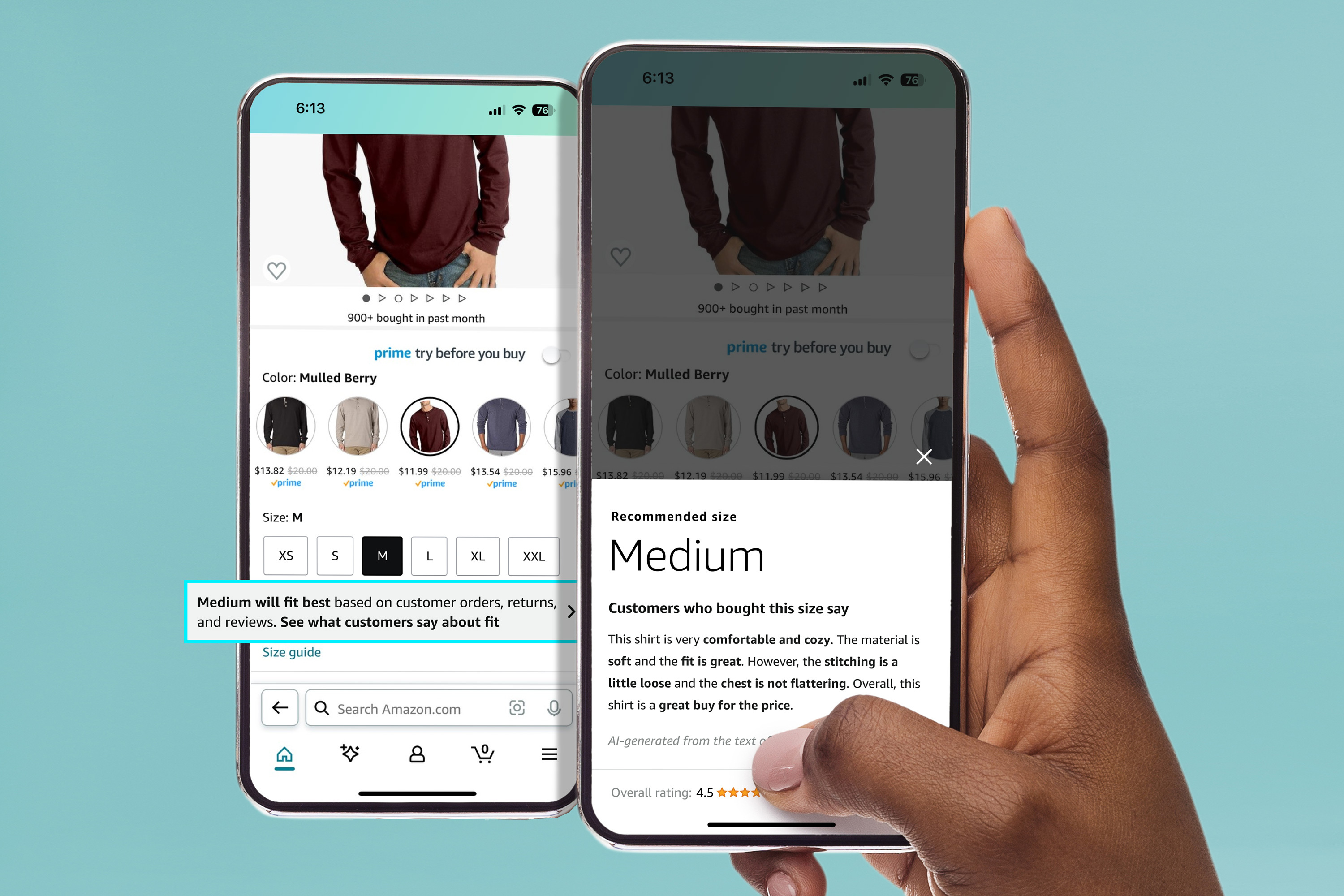 Customers using AI to find the best fit when shopping for Amazon Fashion.