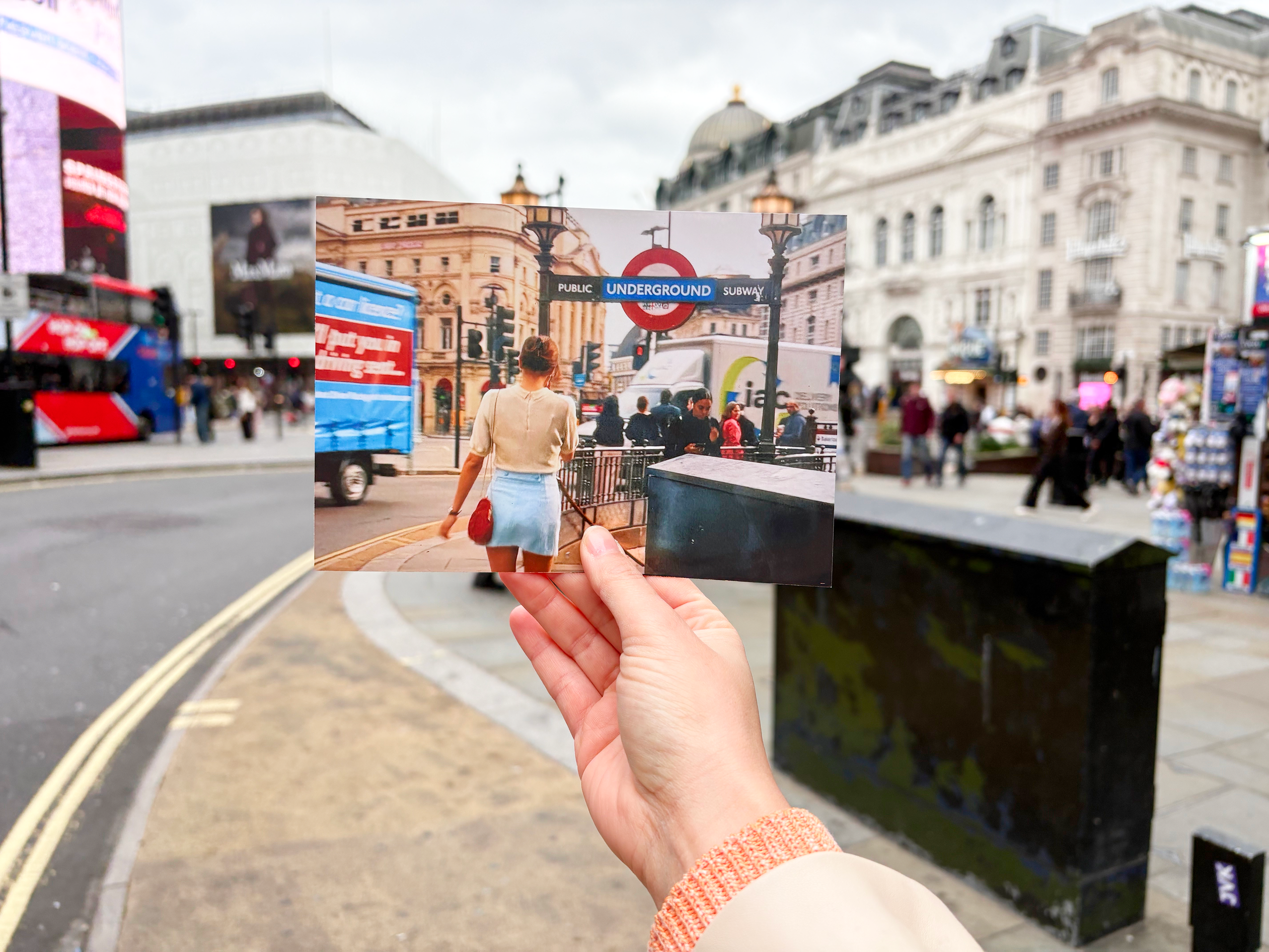 Maxton Hall scene in a postcard at Picadilly Circus in London