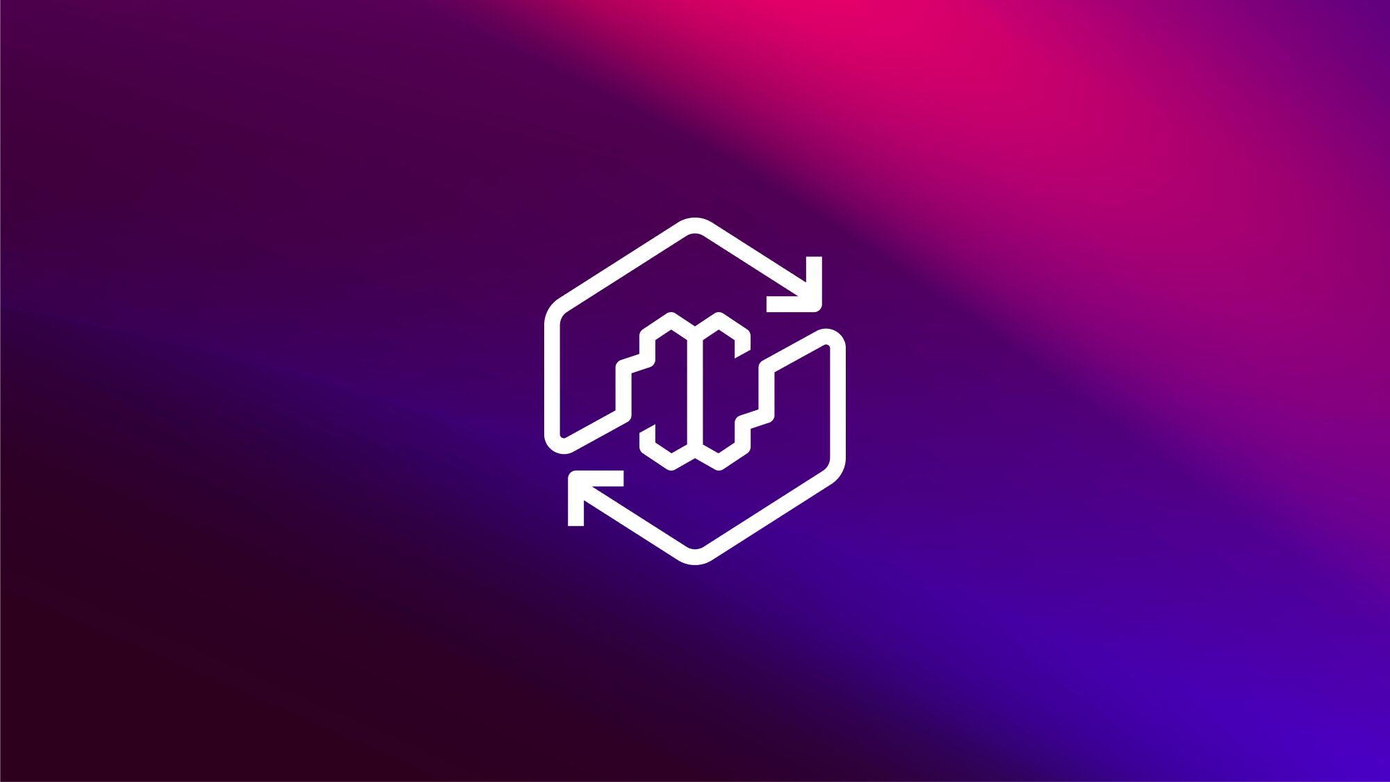 Geometric logo featuring double 'r' design within hexagonal frame on purple backdrop