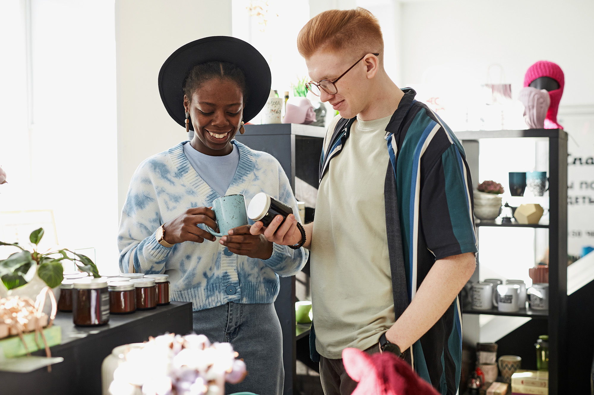 Young adults shopping in a store