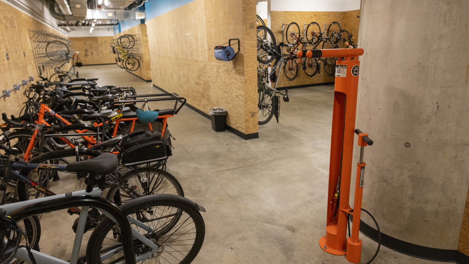 Bike cages at Amazon's Day 1 building.