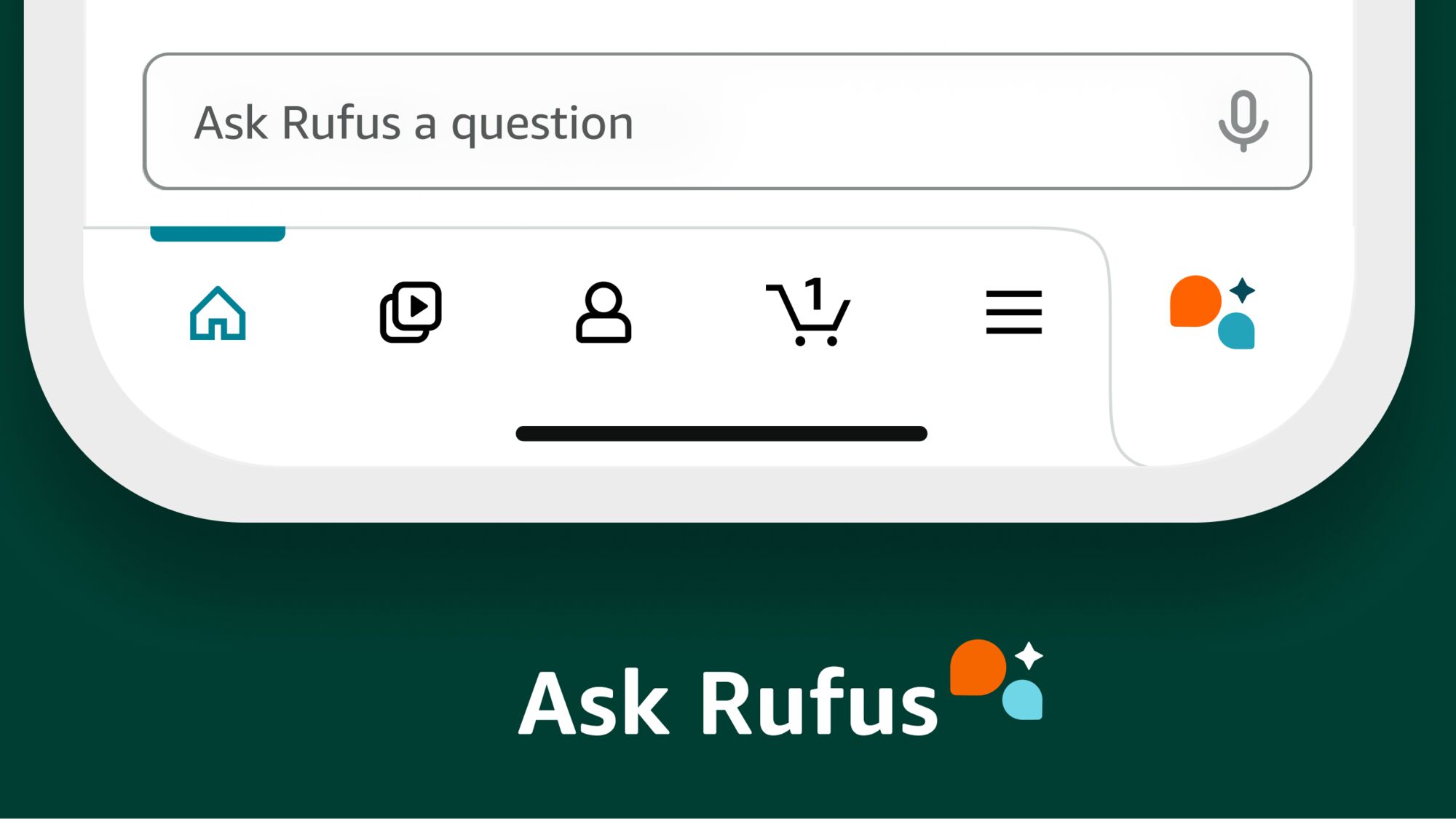 User interface of Ask Rufus chatbot showing input field and menu options